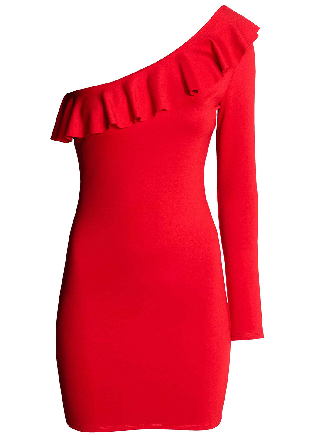 Красное кэжуал платье на одно плечо H&M