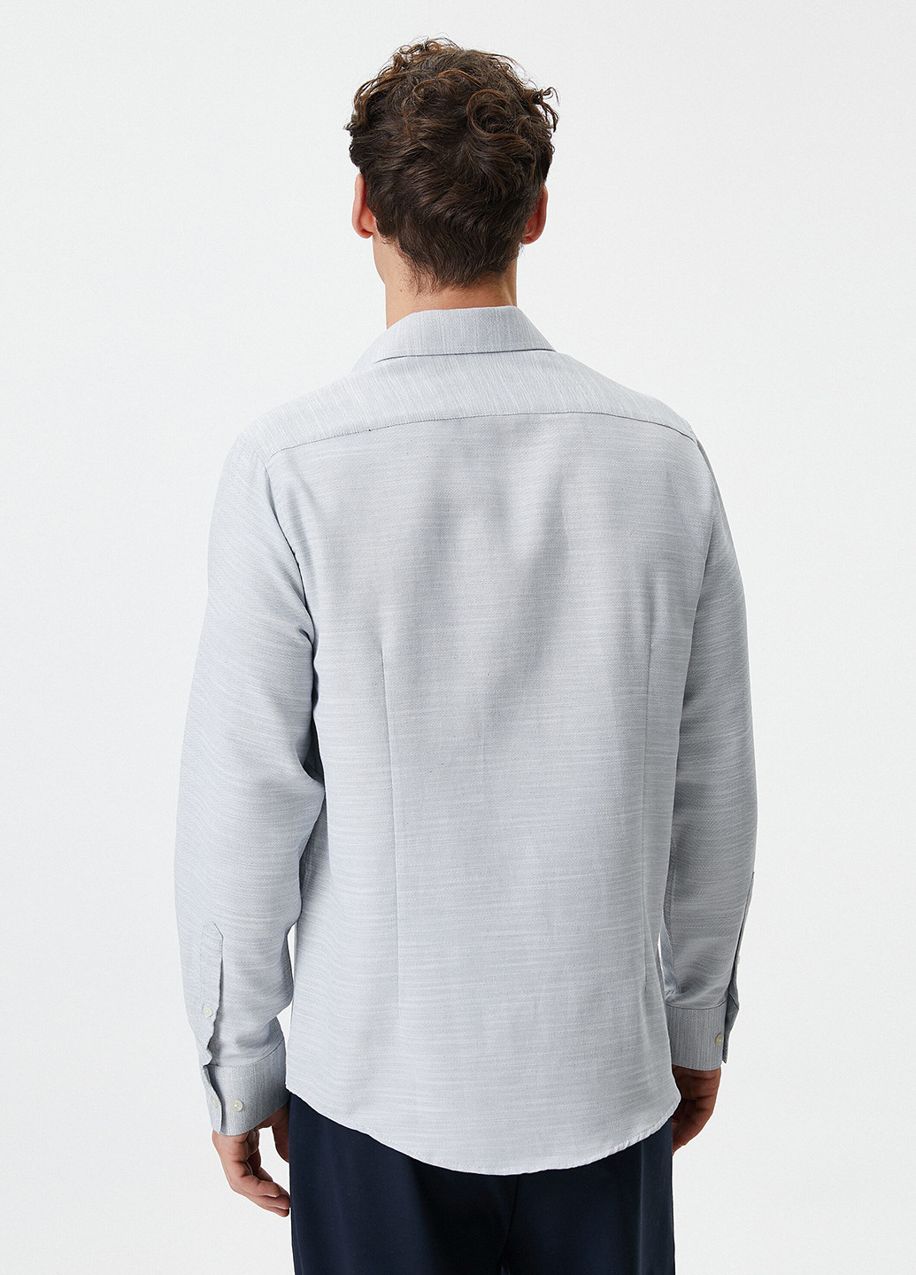 Светло-серая кэжуал, классическая рубашка меланж KOTON