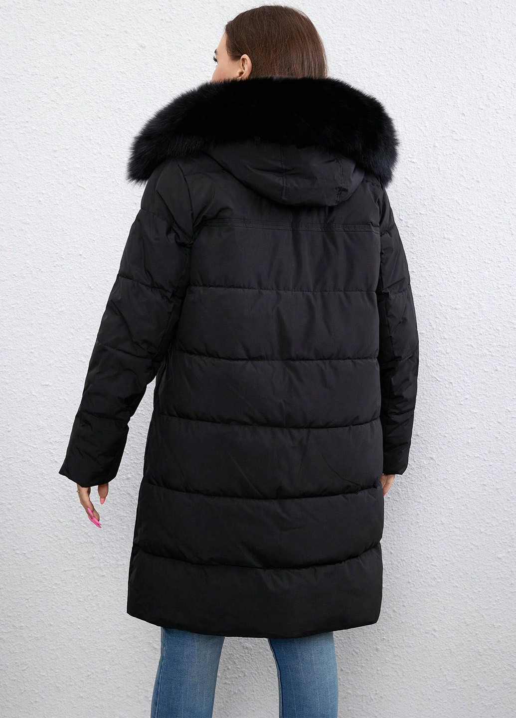 Черная зимняя куртка куртка-пальто SHEIN