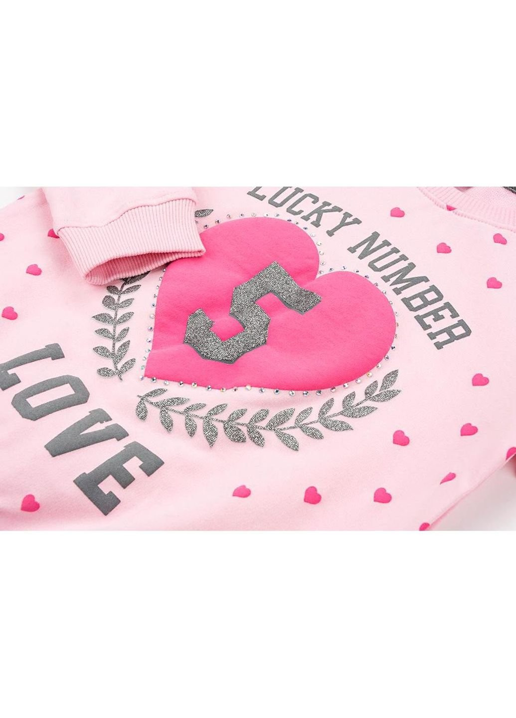 Серый демисезонный спортивный костюм с сердцем (9347-110g-pink) Breeze