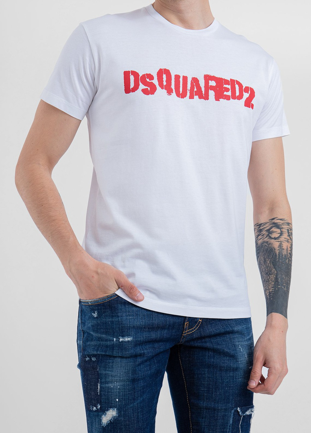 Белая коралловая футболка с логотипом Dsquared2