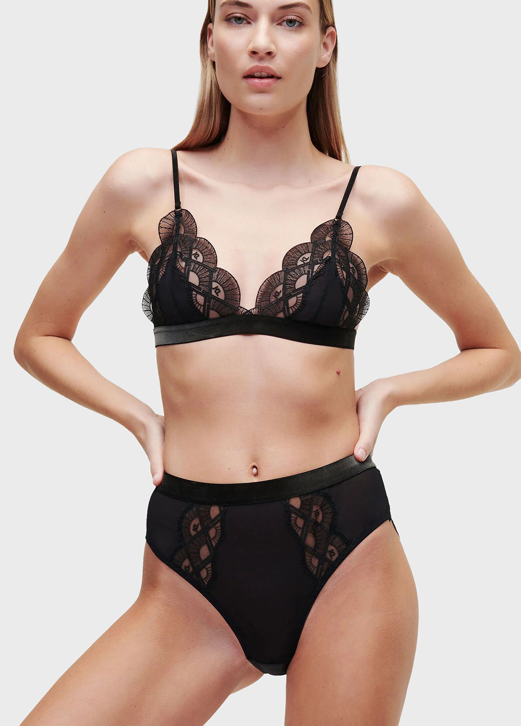 Чорний тріенджел бюстгальтер Karl Lagerfeld без кісточок поліестер