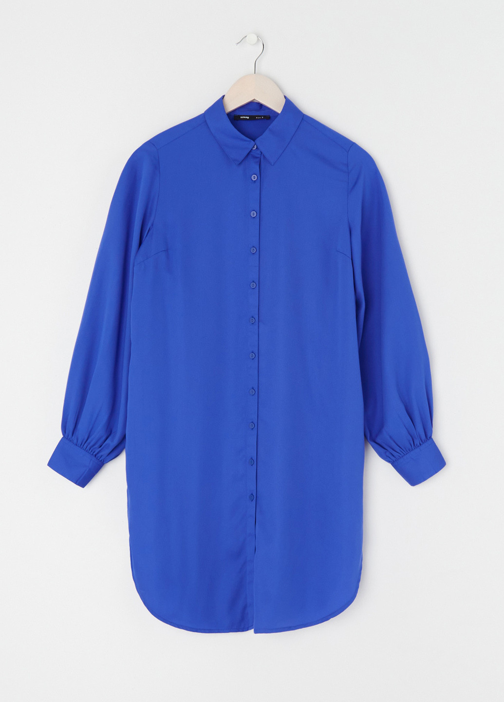 Синяя кэжуал рубашка однотонная Sinsay
