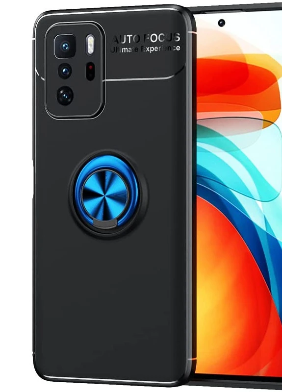 TPU чохол ColorRing під магнітний тримач (opp) для Xiaomi Redmi Note 10 5G / Poco M3 Pro Чорний / Синій Deen (237825151)