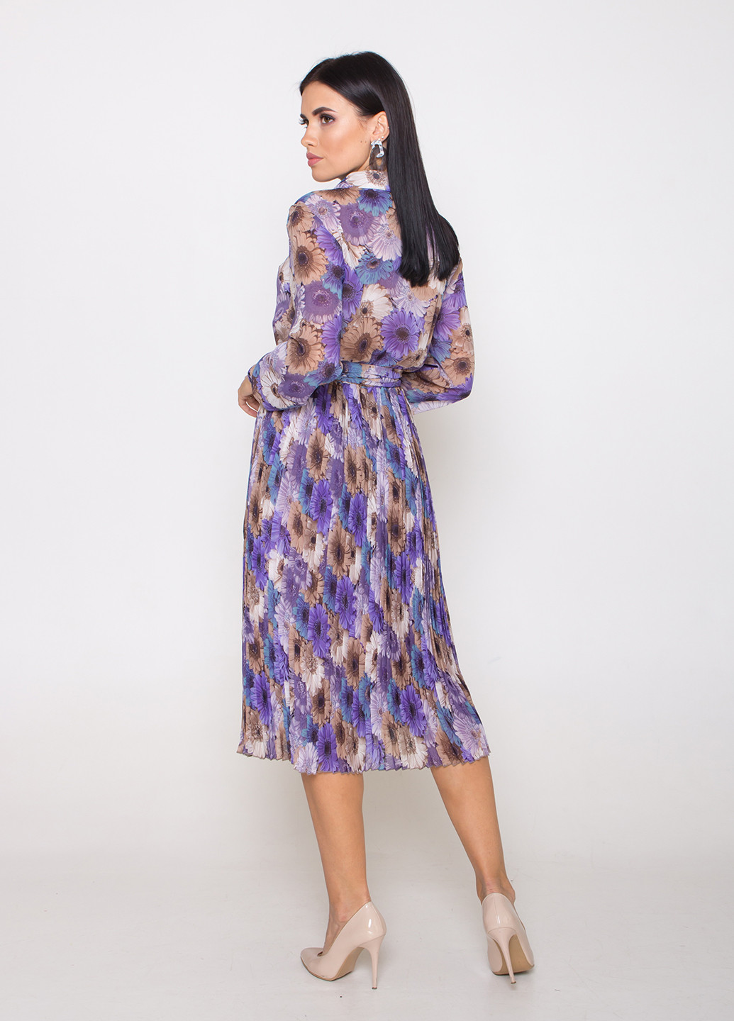 Комбинированное кэжуал платье плиссированное TessDress с цветочным принтом