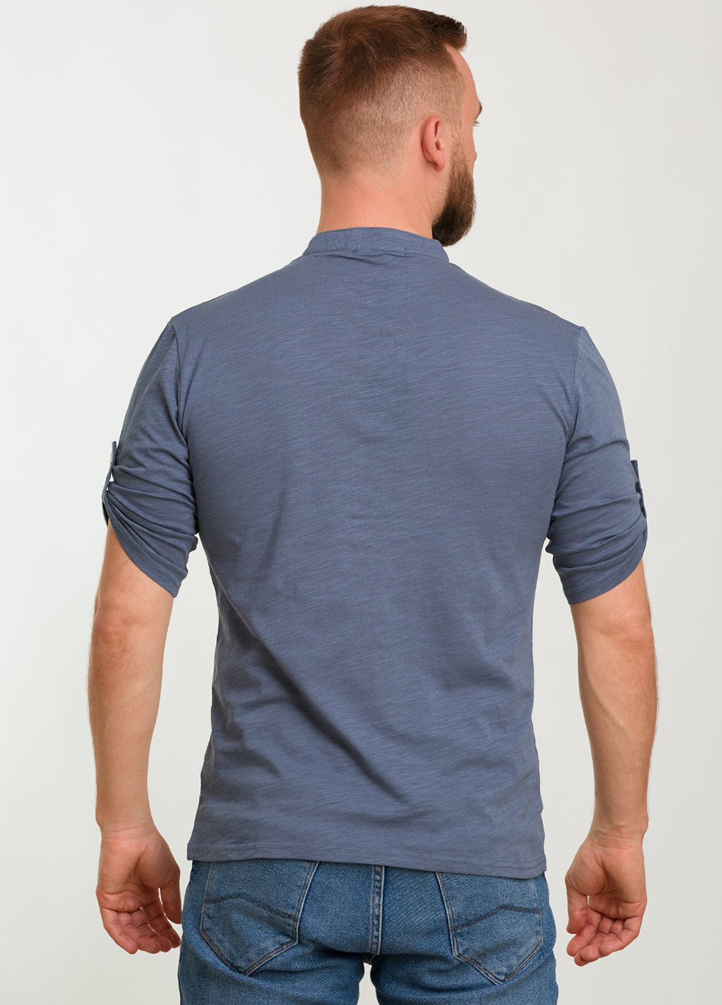 Серо-синяя кэжуал рубашка меланж Trend Collection
