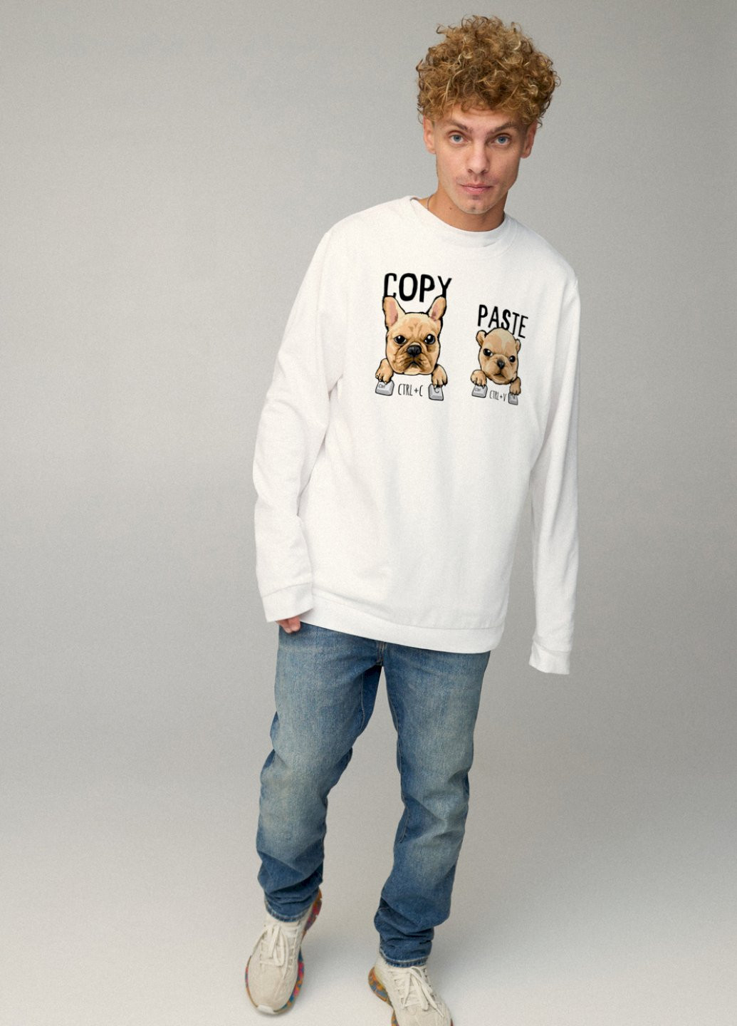 Белый свитшот мужской oversize /no flis/ YAPPI рисунок (251791382)
