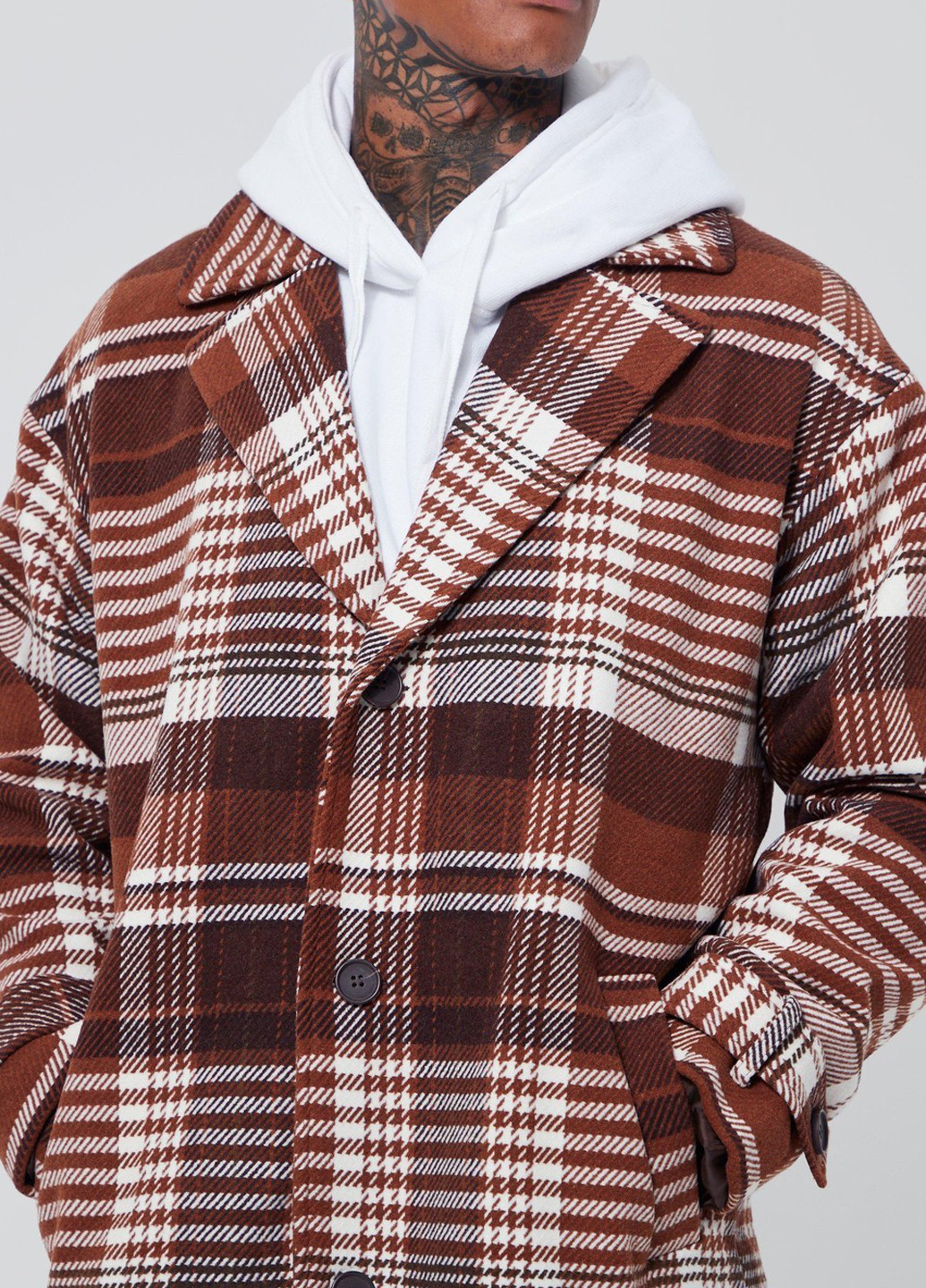 Комбинированное демисезонное Пальто однобортное Boohoo