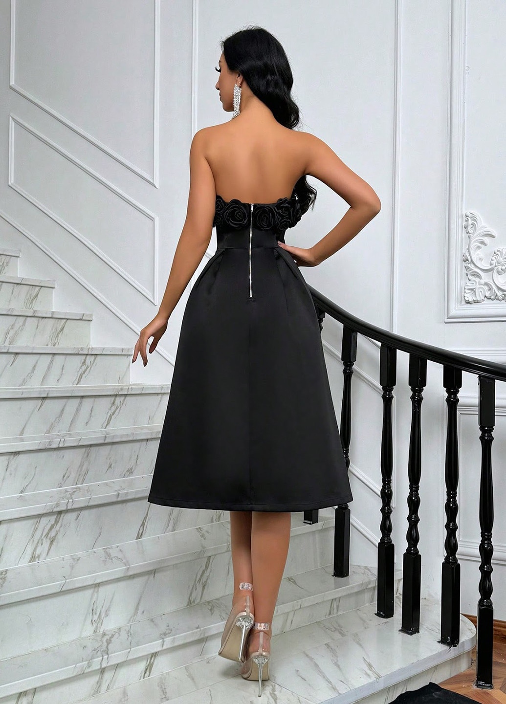 Чорна коктейльна сукня а-силует SHEIN однотонна