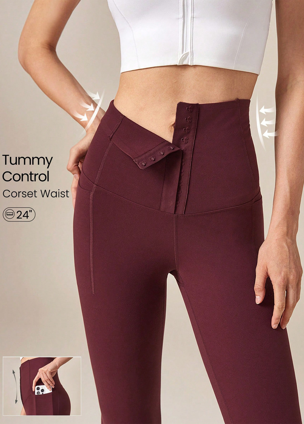 Бордовые демисезонные леггинсы SHEIN