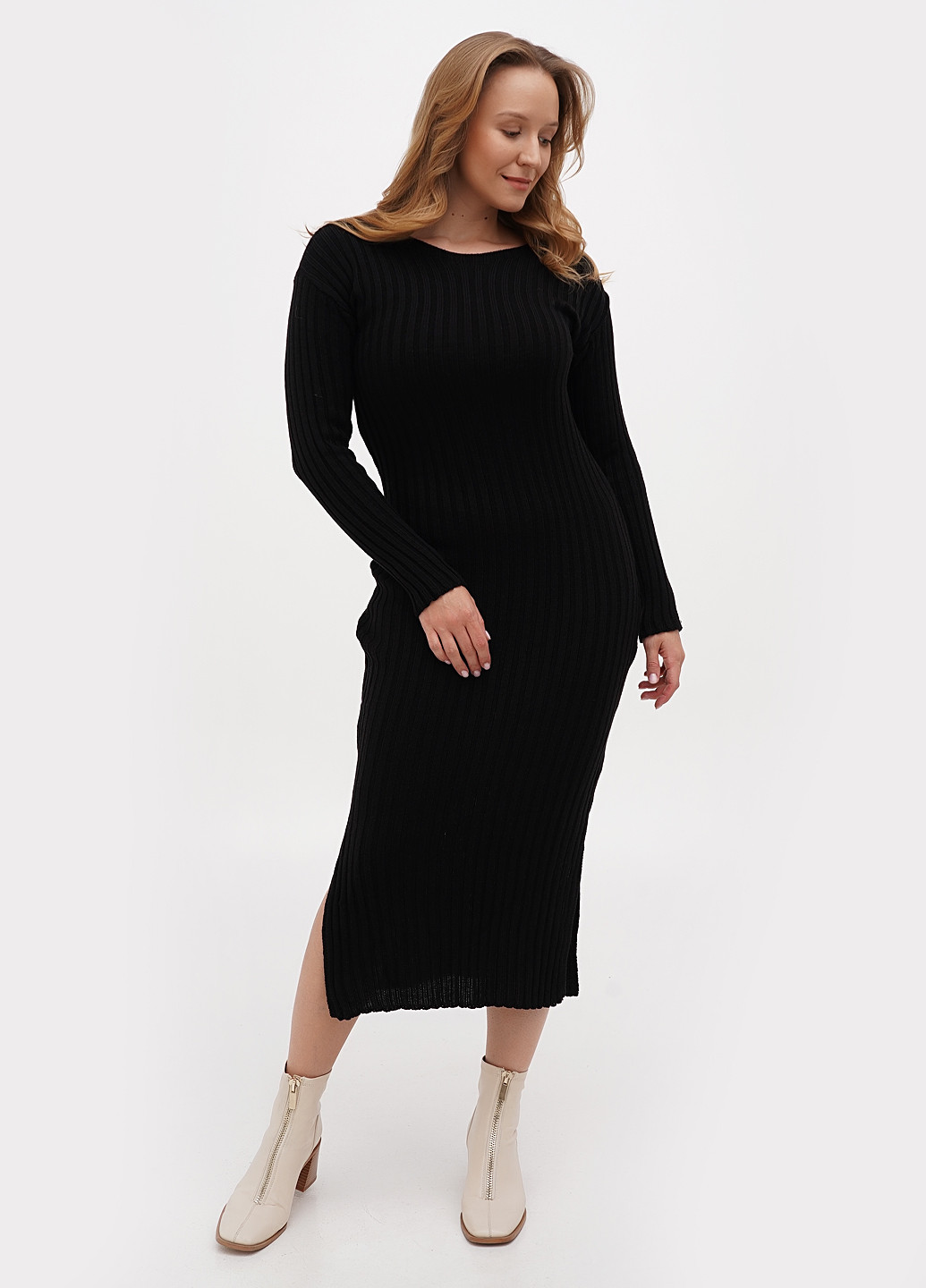 Черное кэжуал платье платье-свитер Boohoo однотонное