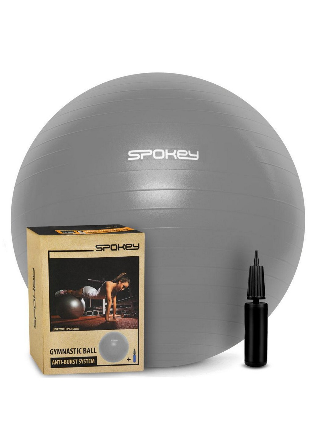 Гимнастический мяч для спорта с насосом 55х55 см Spokey (255405956)