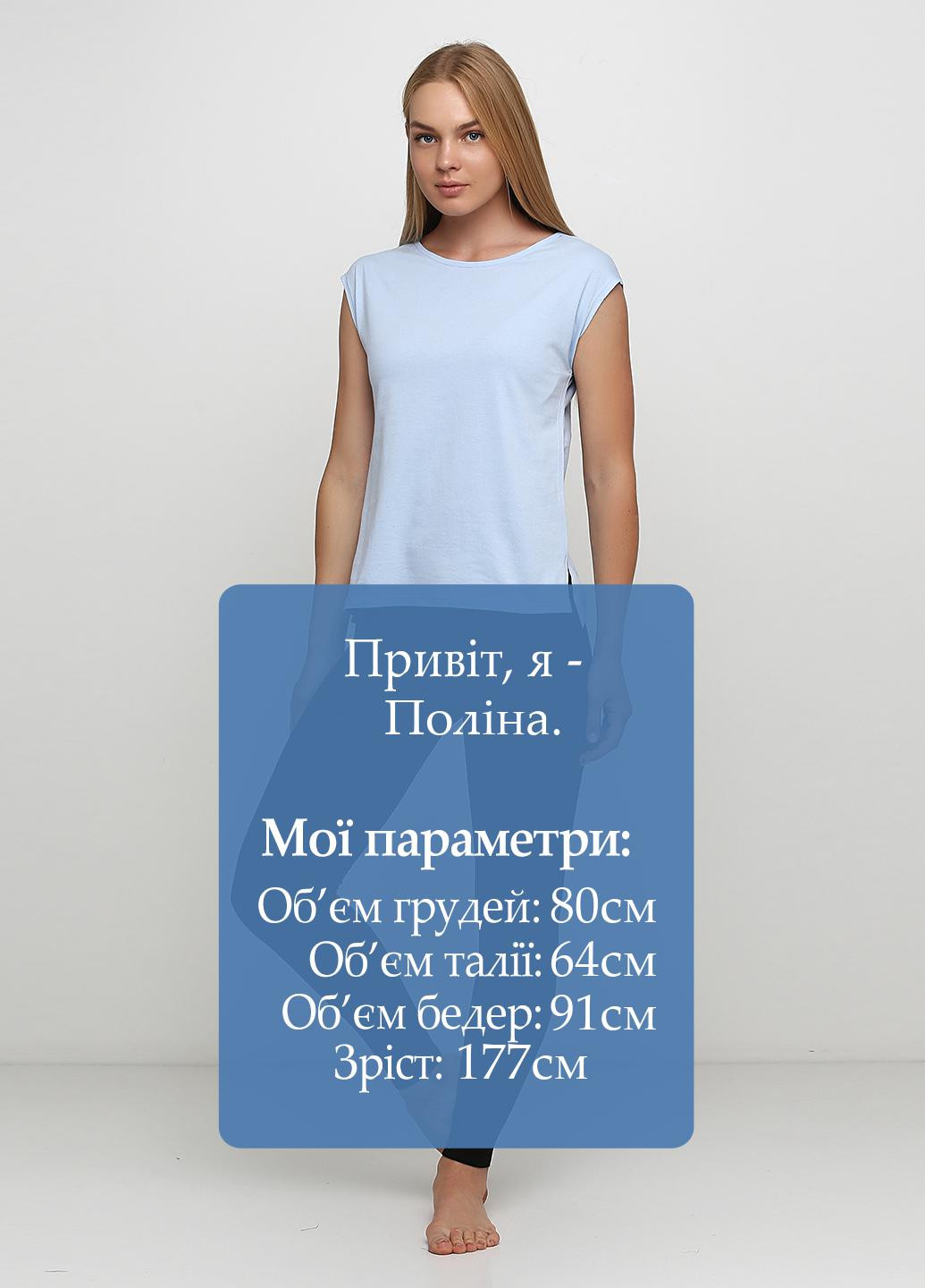 Голубой демисезонный комплект (футболка, лосины) Роза