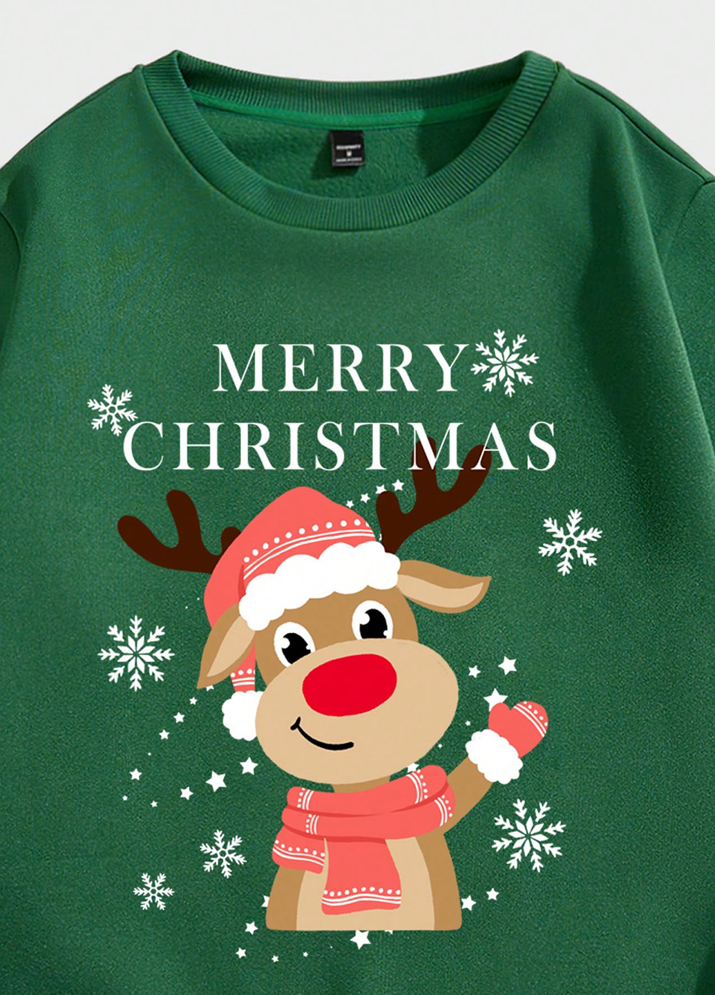 Зеленый свитшот SHEIN новогодний без декора (331536130)