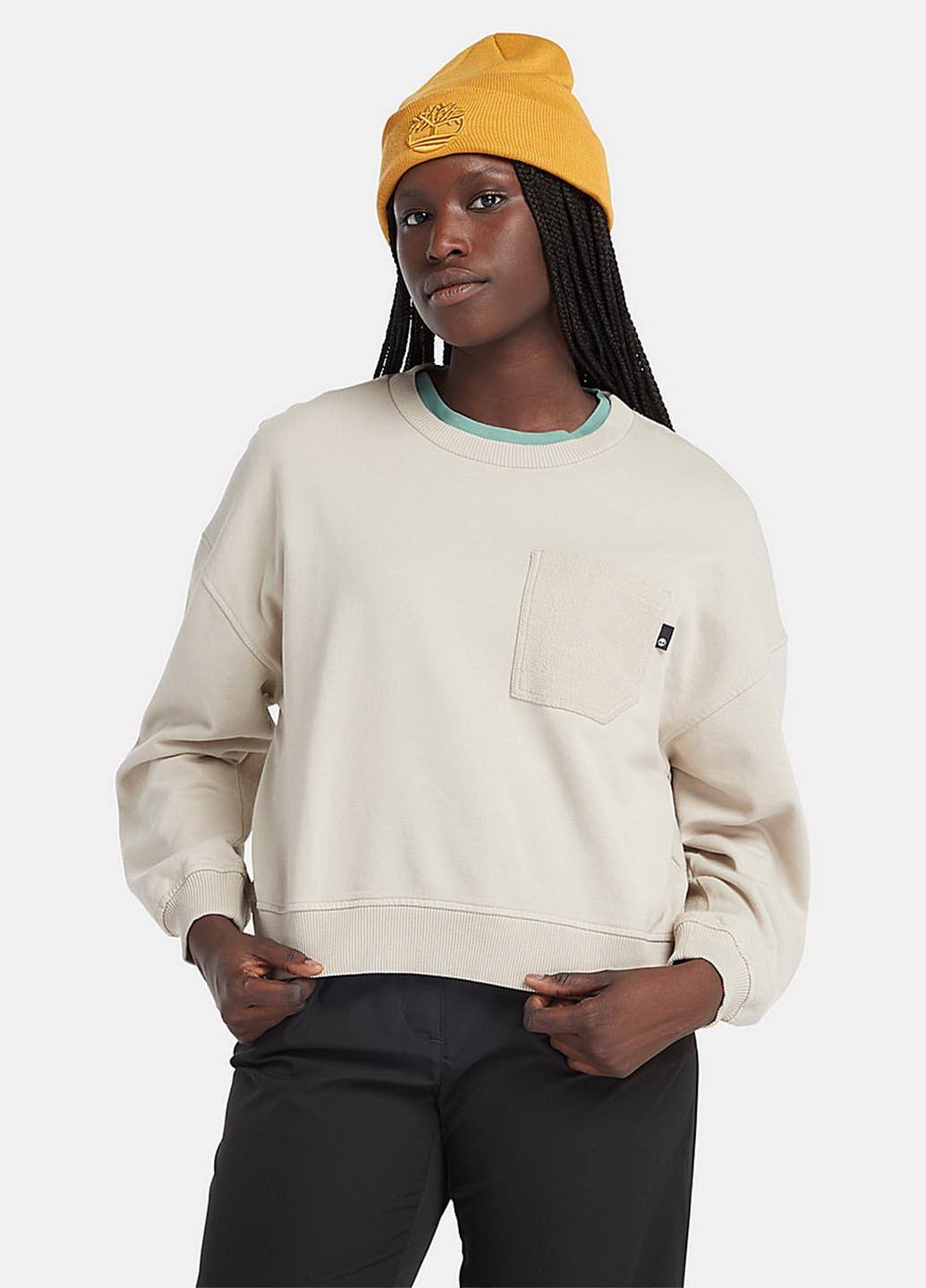 Молочный свитшот Timberland однотонный без декора (344589289)