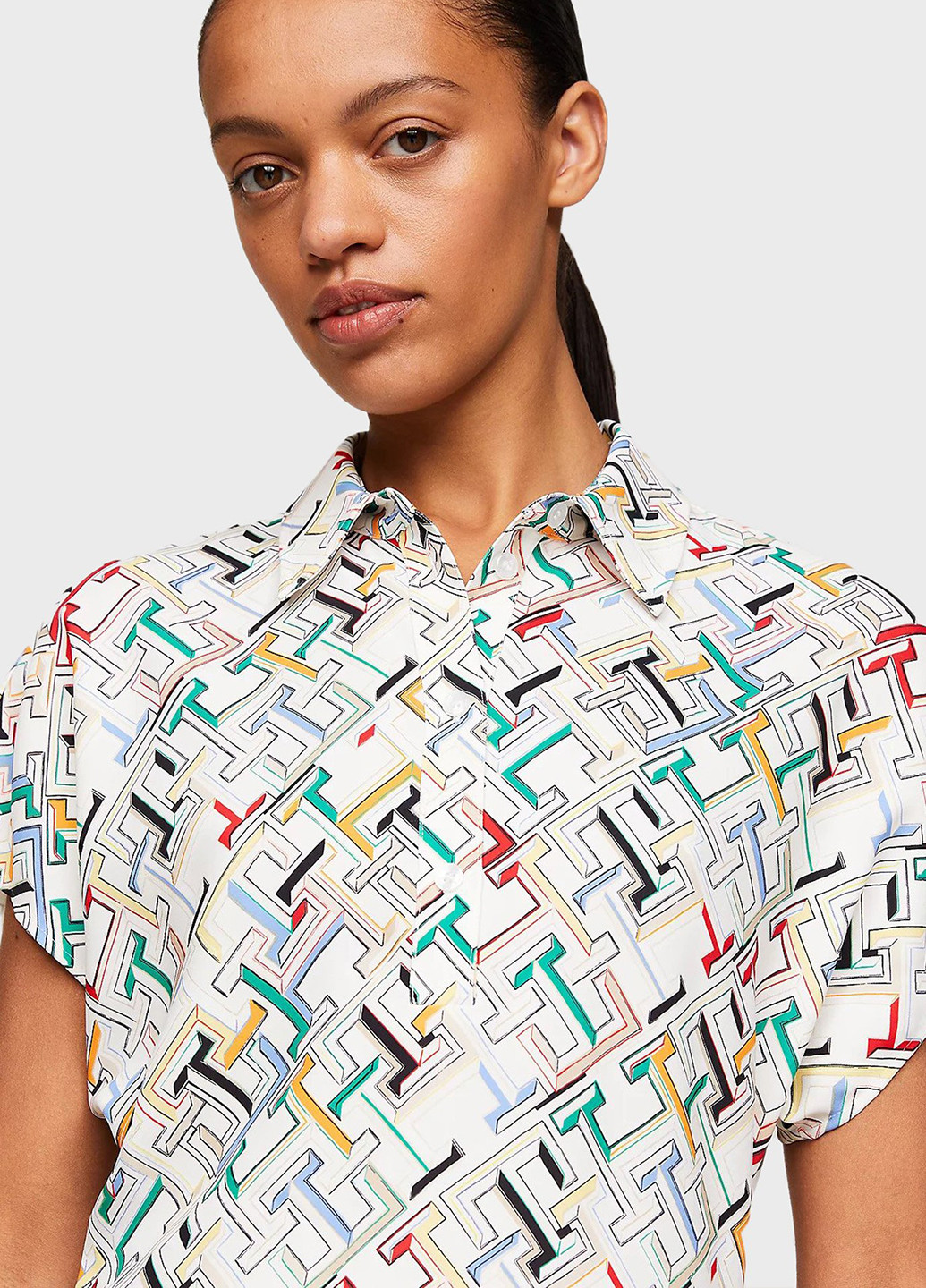 Комбинированное кэжуал платье плиссированное Tommy Hilfiger с логотипом