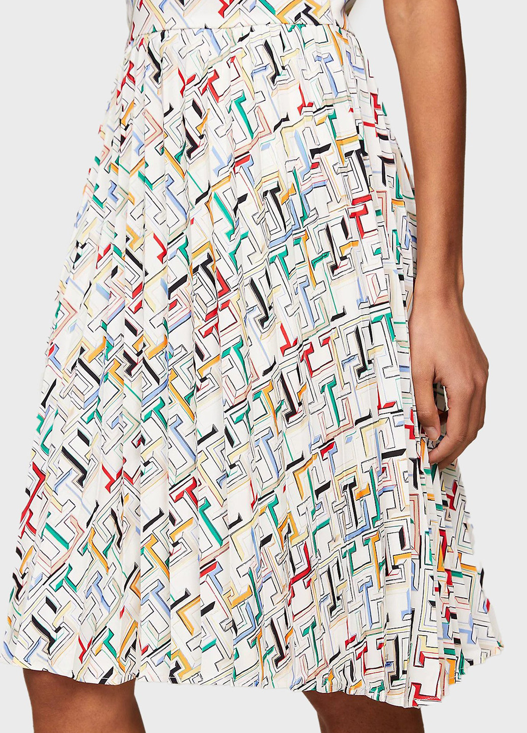 Комбинированное кэжуал платье плиссированное Tommy Hilfiger с логотипом