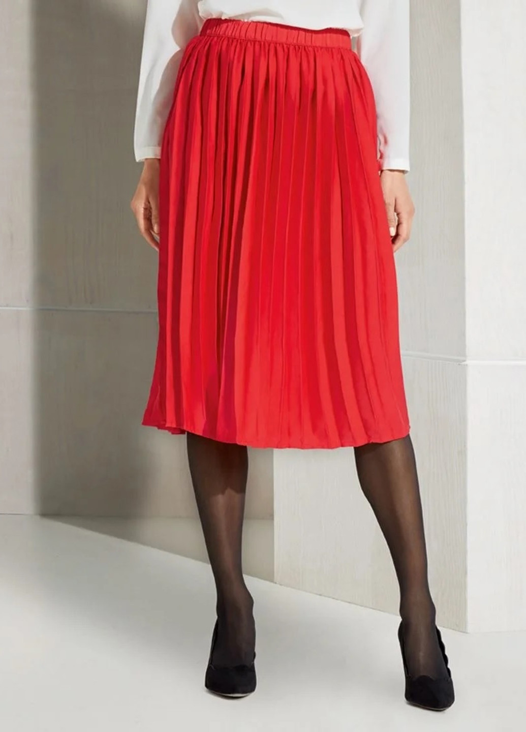 Алая кэжуал однотонная юбка Esmara плиссе