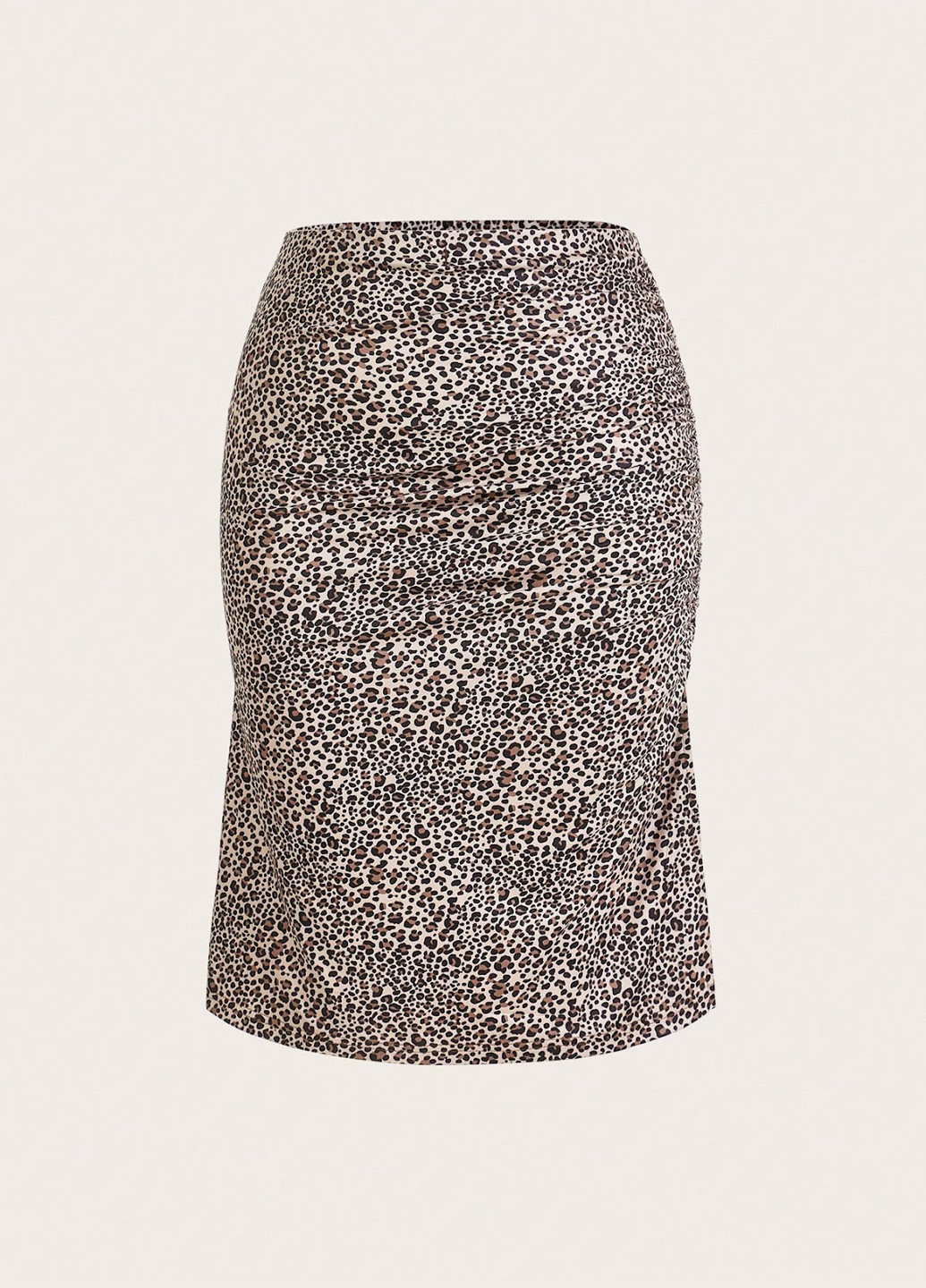Бежевая кэжуал леопардовая юбка SHEIN карандаш