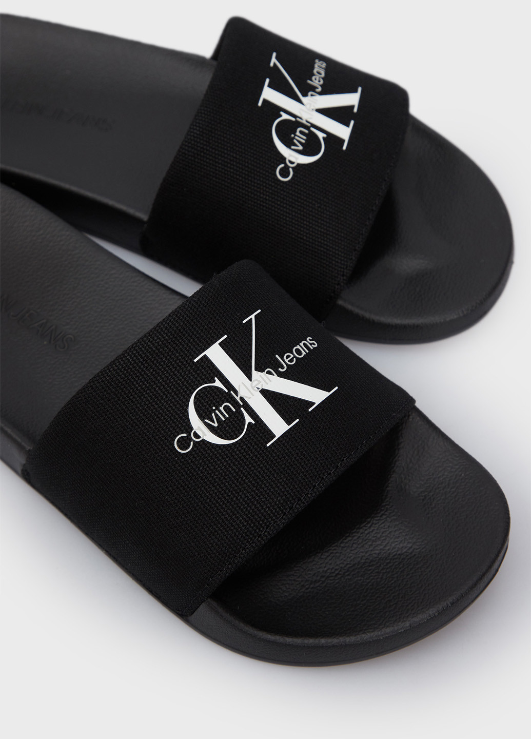 Черные шлепанцы Calvin Klein Jeans с тиснением, с логотипом