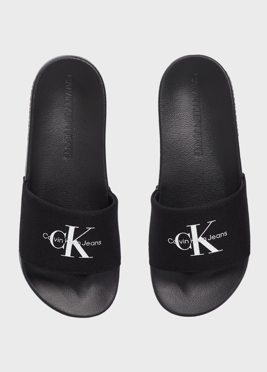Черные шлепанцы Calvin Klein Jeans с тиснением, с логотипом