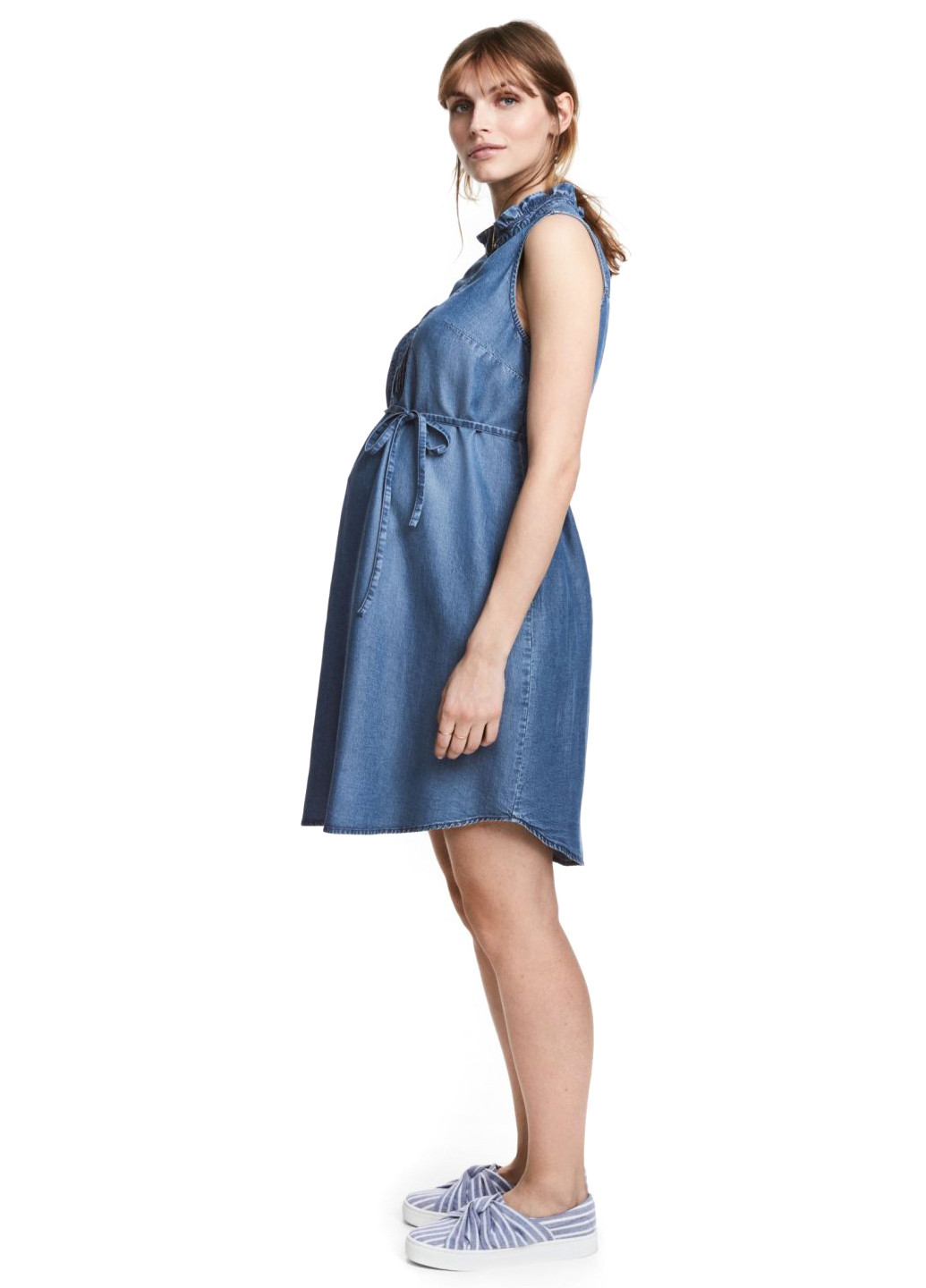 Синее кэжуал платье рубашка H&M однотонное