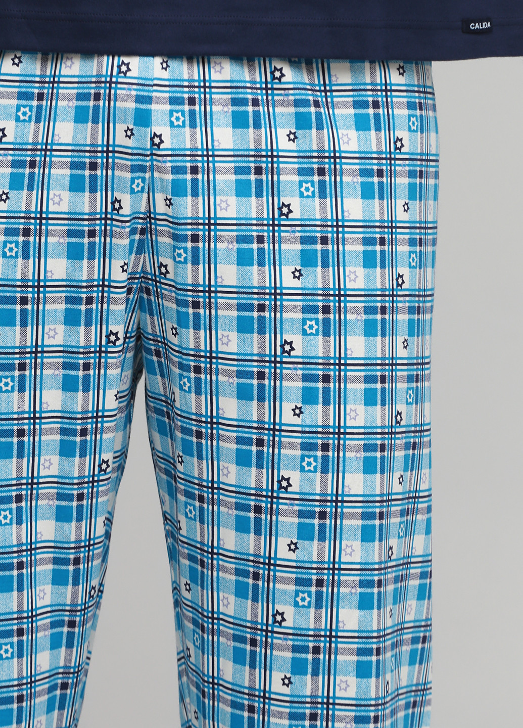 Пижама (лонгслив, брюки) Calida лонгслив + брюки клетка комбинированная домашняя хлопок, трикотаж