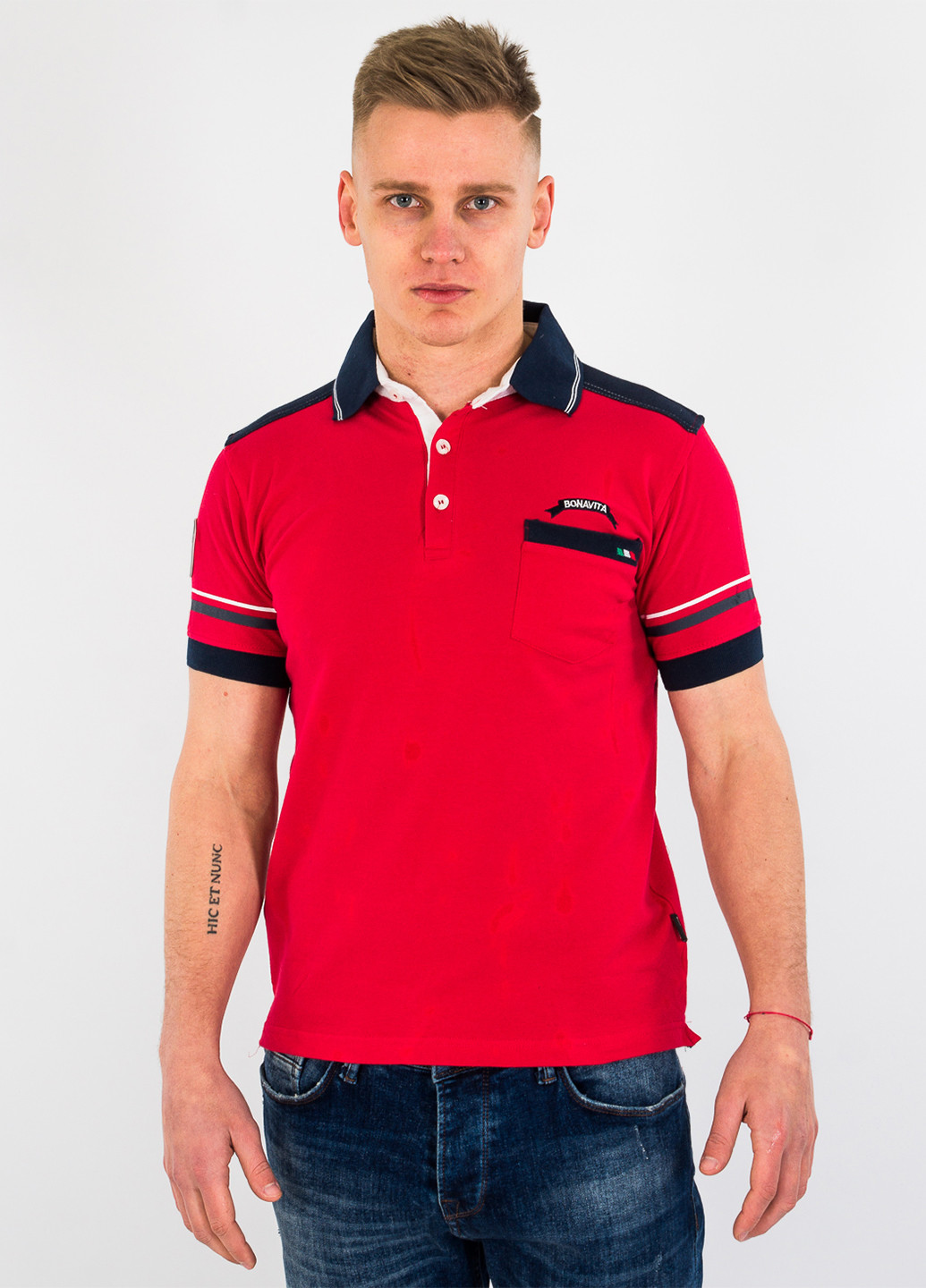 Красная футболка-поло для мужчин Bonavita с надписью