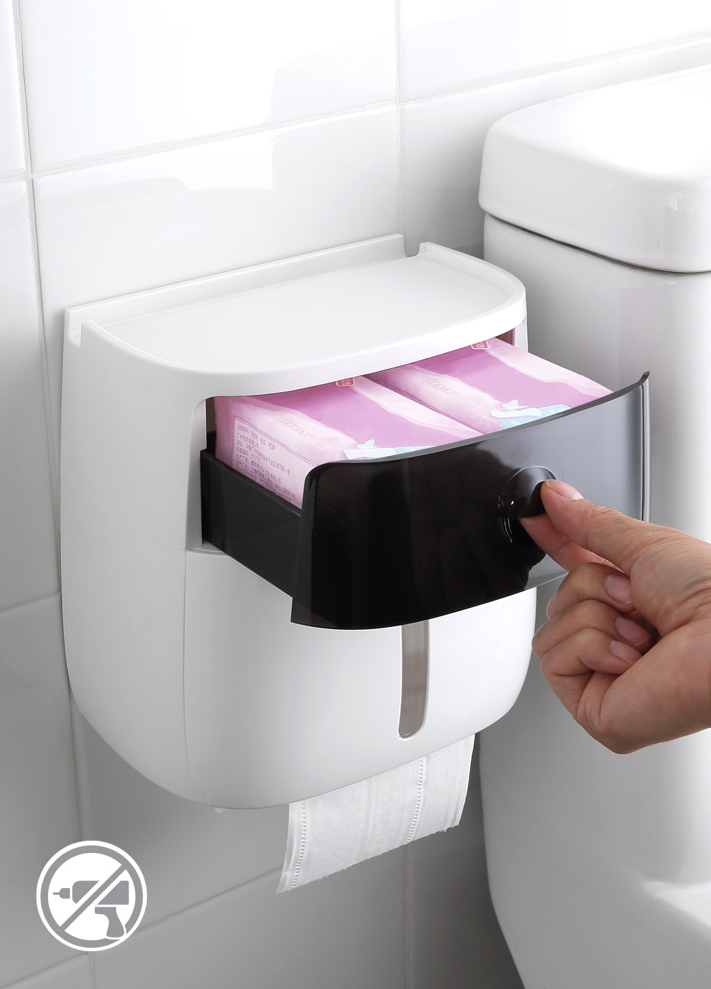 Тримач для туалетного паперу клейкий, 21х20,5х13 см MVM (252857395)