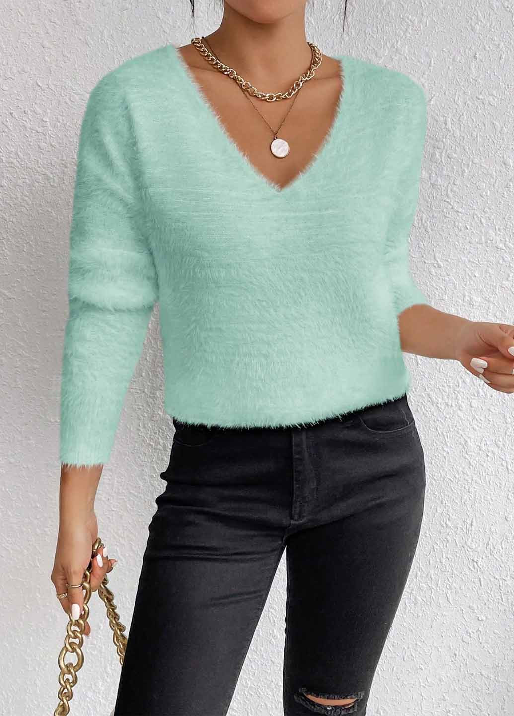 Мятный демисезонный пуловер пуловер SHEIN