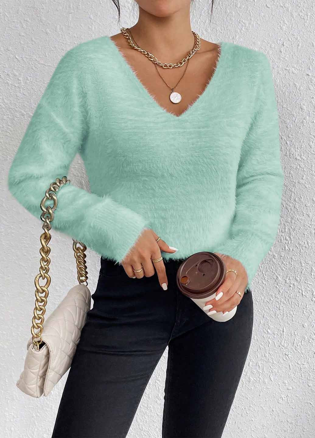 Мятный демисезонный пуловер пуловер SHEIN