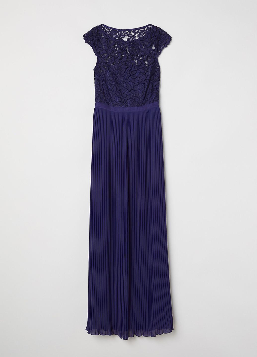 Темно-синее вечернее платье плиссированное H&M однотонное