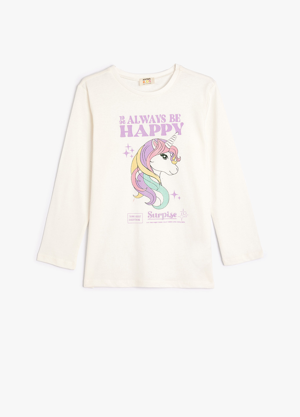 Молочный демисезонный кэжуал лонгслив KOTON единорог