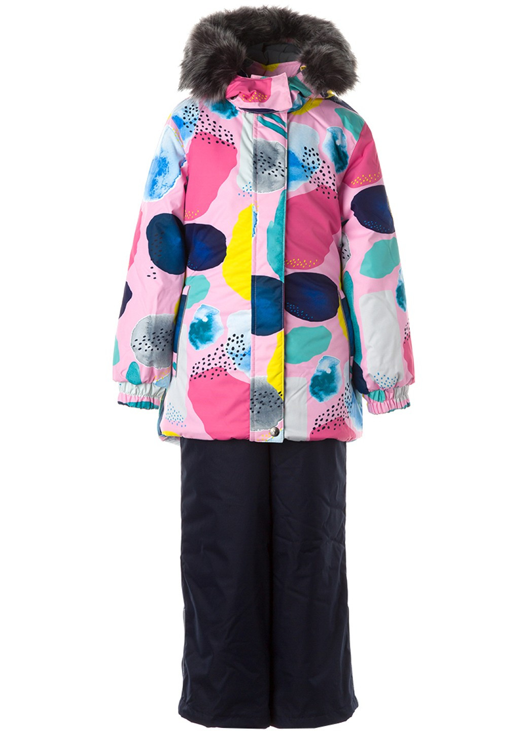 Рожевий зимній комплект зимовий (куртка + напівкомбінезон) renely 2 Huppa