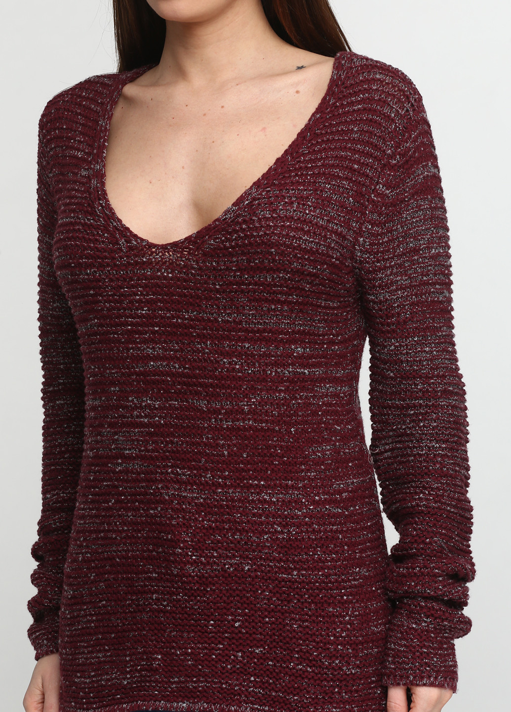 Бордовый демисезонный пуловер пуловер Jean Pascale