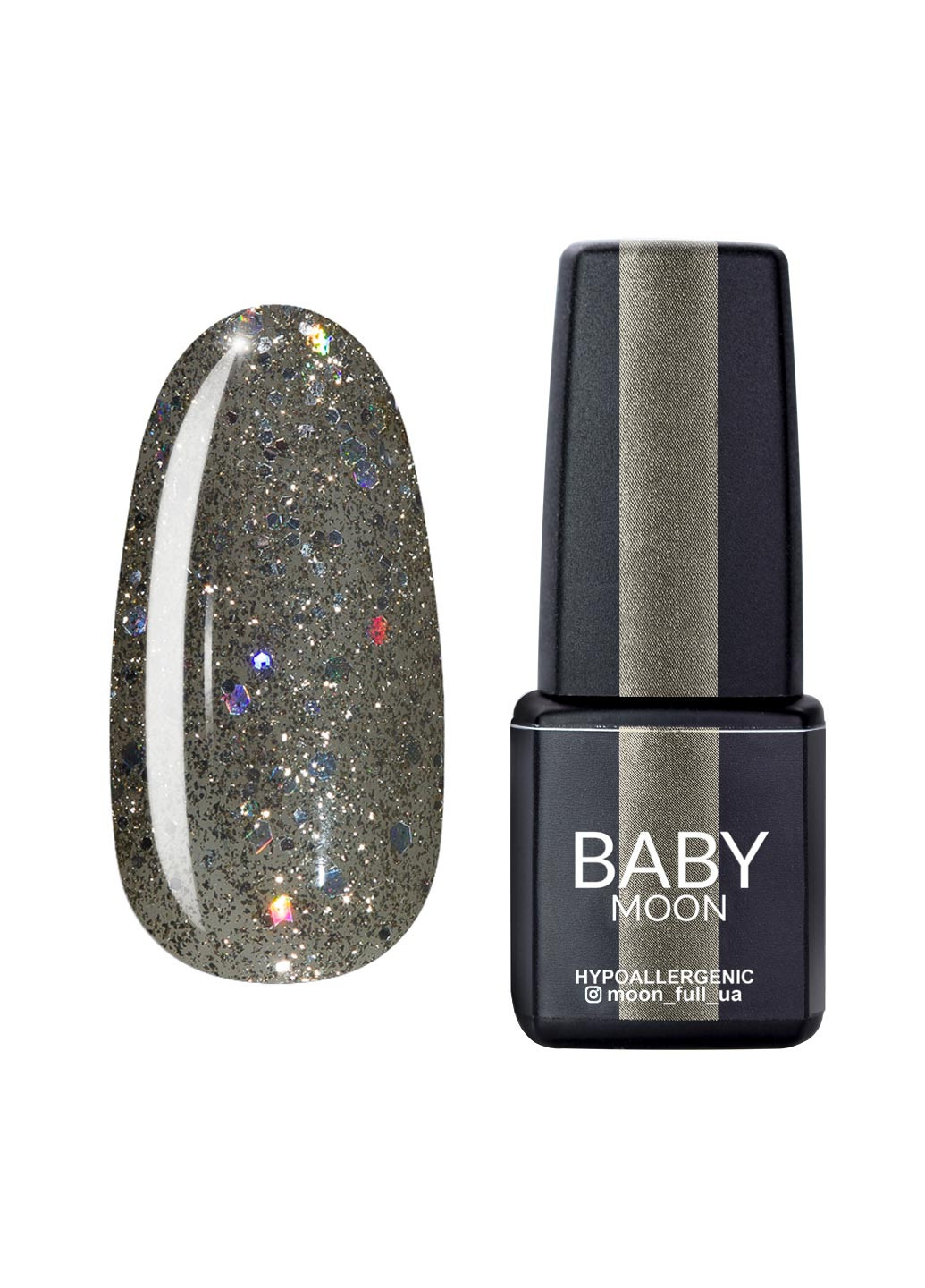 Гель лак BABY Dance Diamond Gel polish, 6 мл №021 серебристо-оливковый с разноцветным глиттером Moon (251417450)