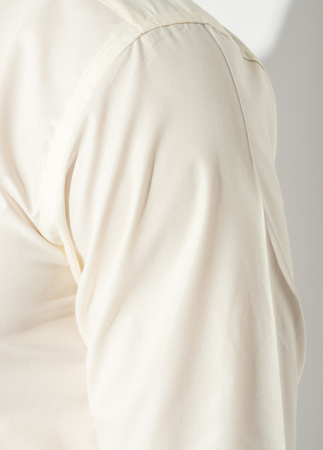 Молочная кэжуал рубашка однотонная Dergi с длинным рукавом
