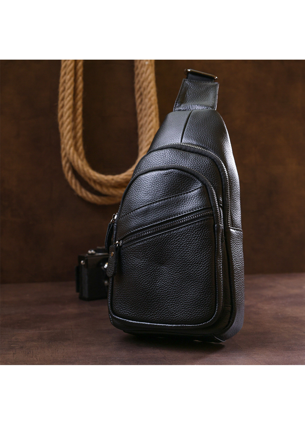 Мужская кожаная сумка через плечо 17х31х7 см Vintage (253491063)