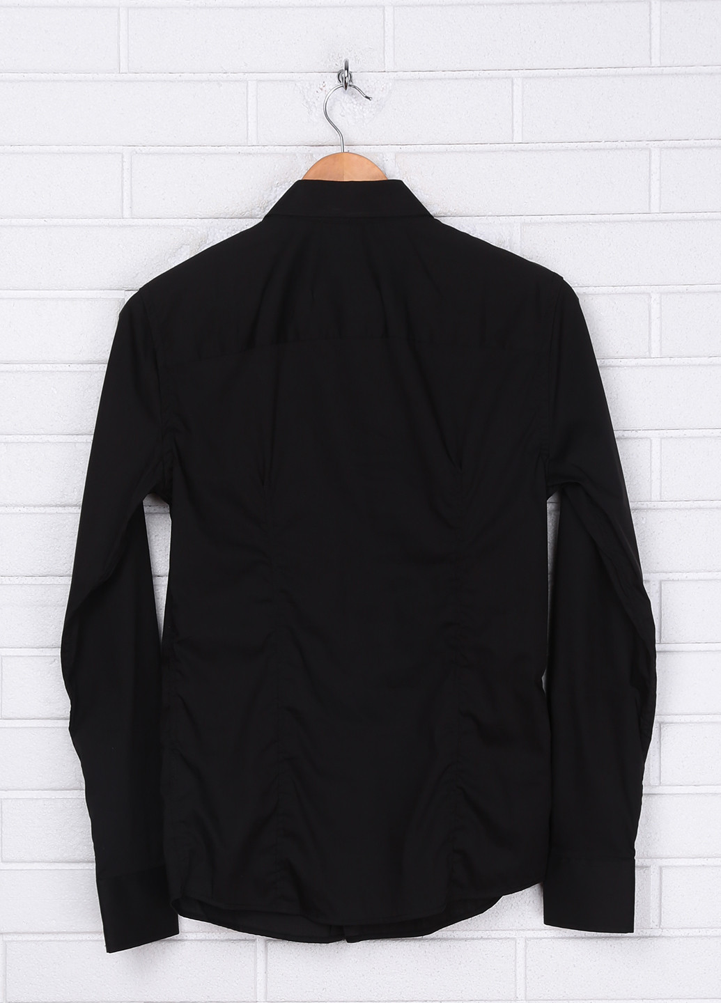 Черная кэжуал рубашка однотонная Bershka с длинным рукавом