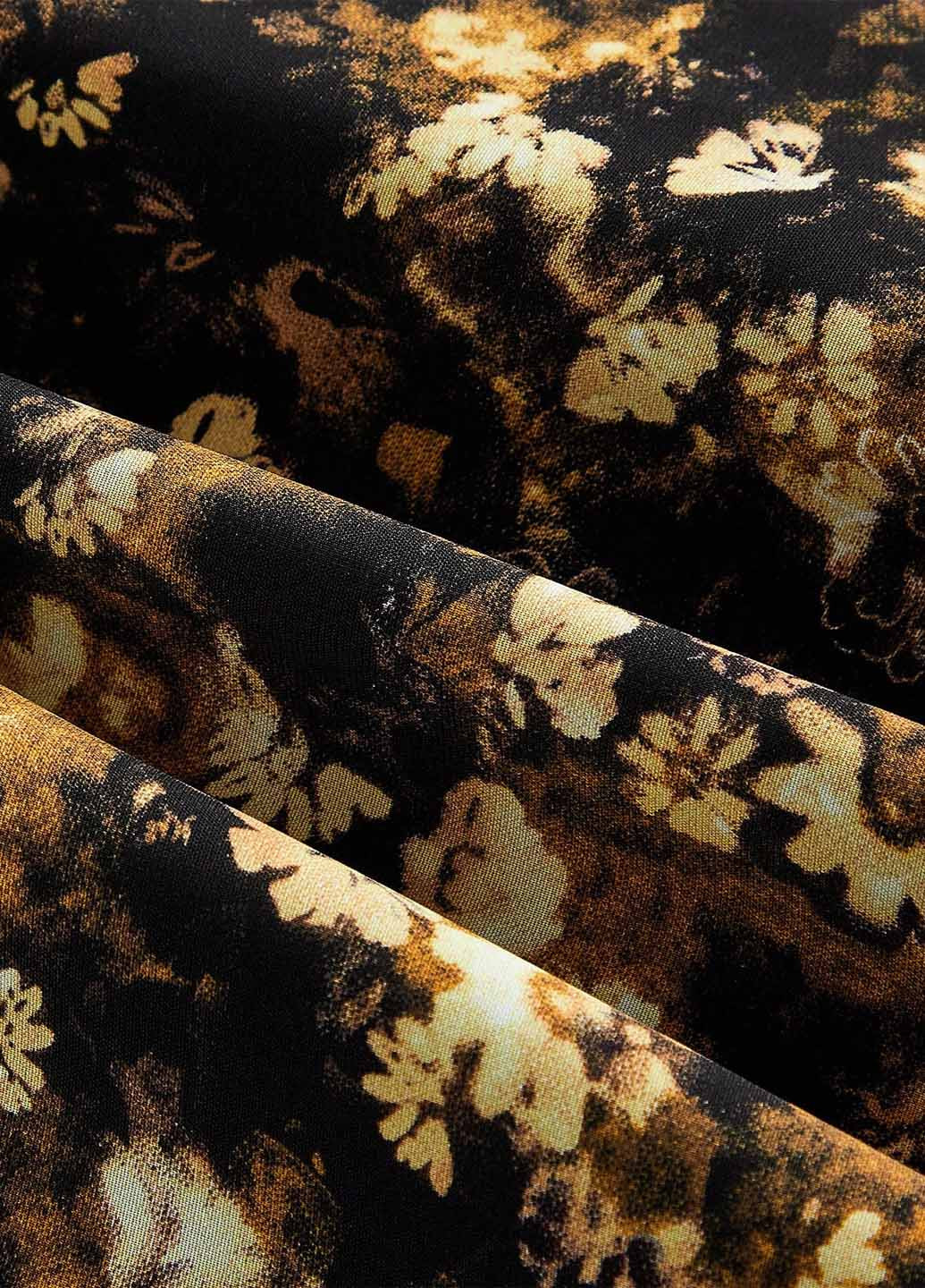 Чорна кежуал сукня з пишною спідницею SHEIN з квітковим принтом