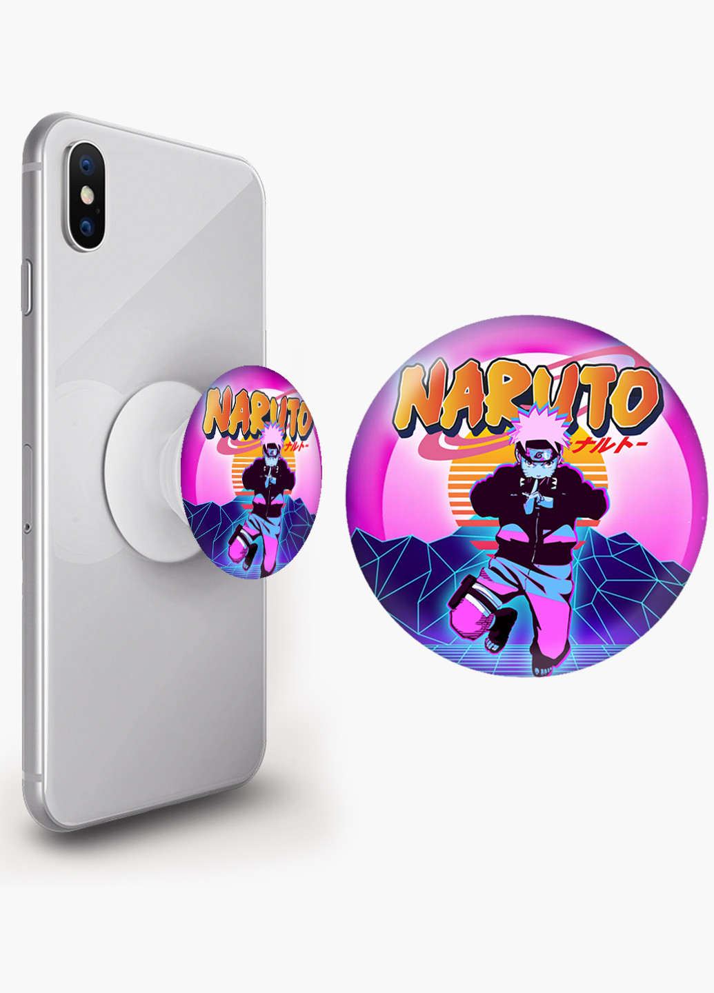 Попсокет (Popsockets) тримач для смартфону Наруто Узумакі (Naruto Uzumaki) (8754-2629) Чорний MobiPrint (216836500)