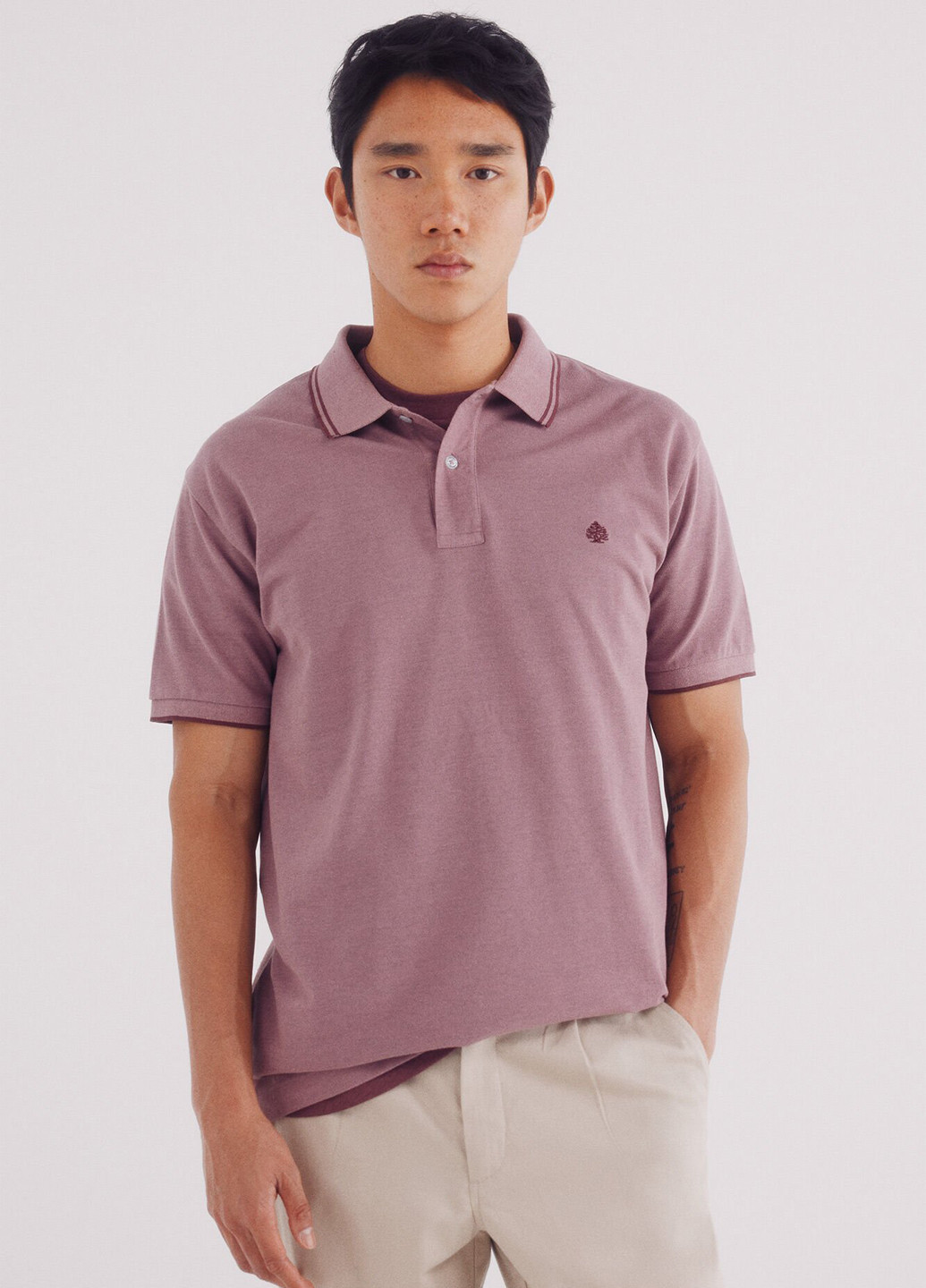 Светло-бордовая футболка-поло для мужчин Springfield однотонная