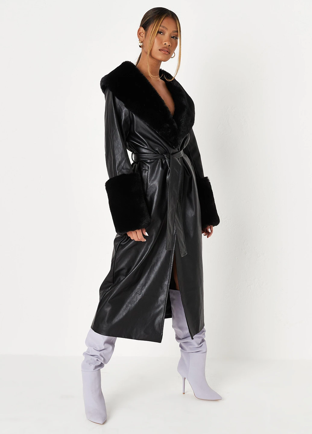 Чорне демісезонне Пальто однобортне Missguided