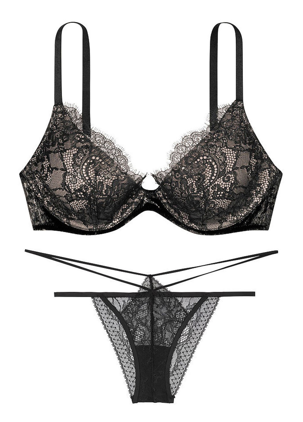 Чорний демісезонний комплект (бюстгальтер, труси) Victoria's Secret