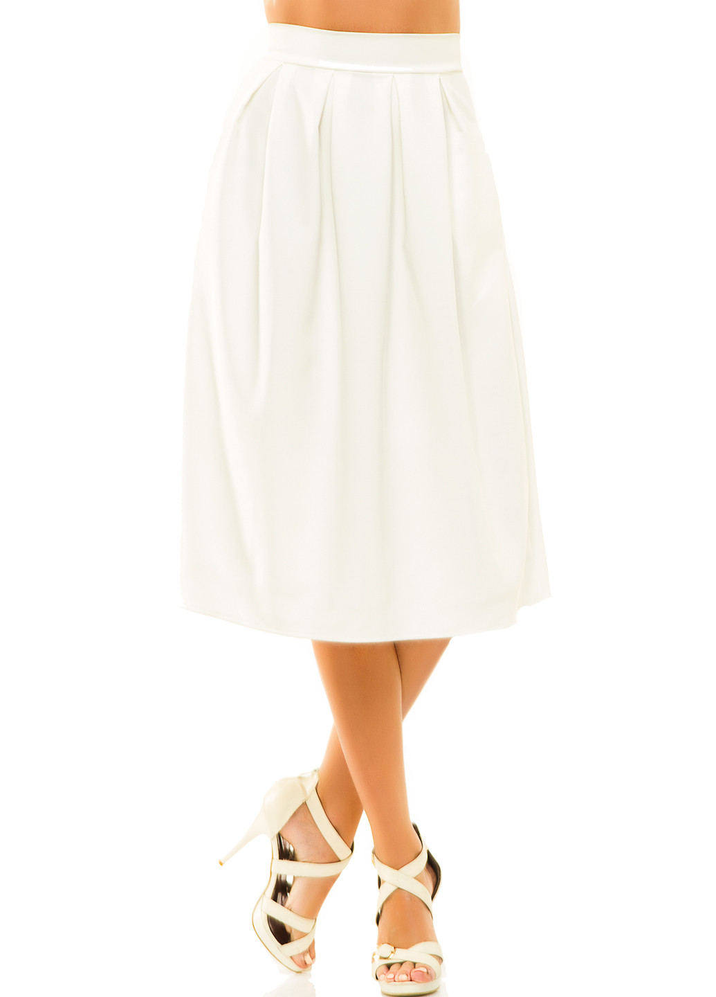 Белая кэжуал однотонная юбка Lady Style