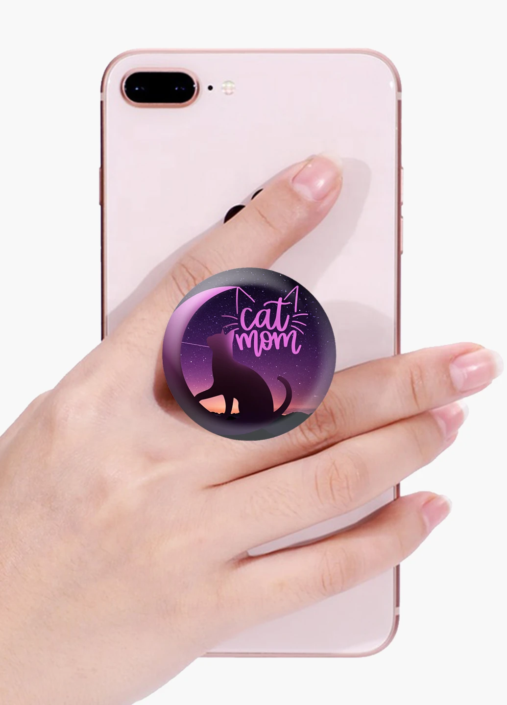 Попсокет (Popsockets) держатель для смартфона Cat Mom (8754-2845) Черный MobiPrint (221548636)