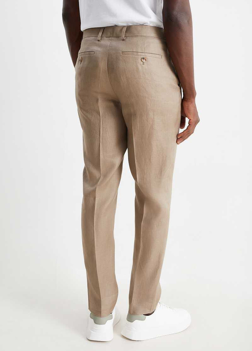 Серо-бежевые классические демисезонные зауженные брюки C&A