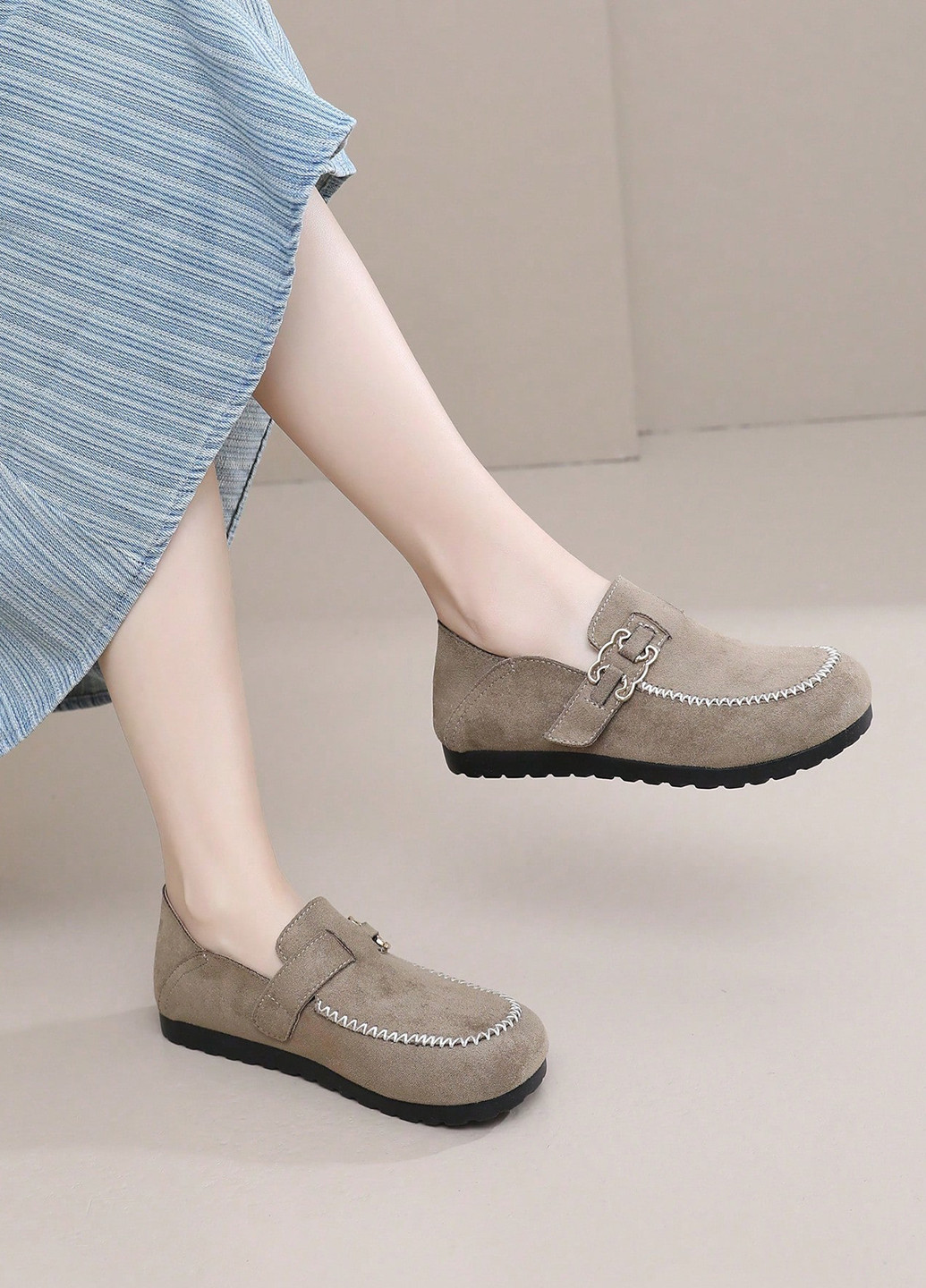 SHEIN Лоферы лоферы темно-бежевый з текстиль, китай — демисезон (365782606)