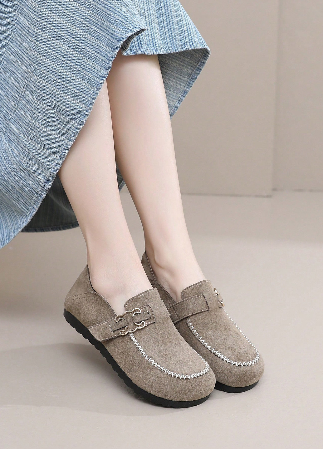 SHEIN Лоферы лоферы темно-бежевый з текстиль, китай — демисезон (365782606)