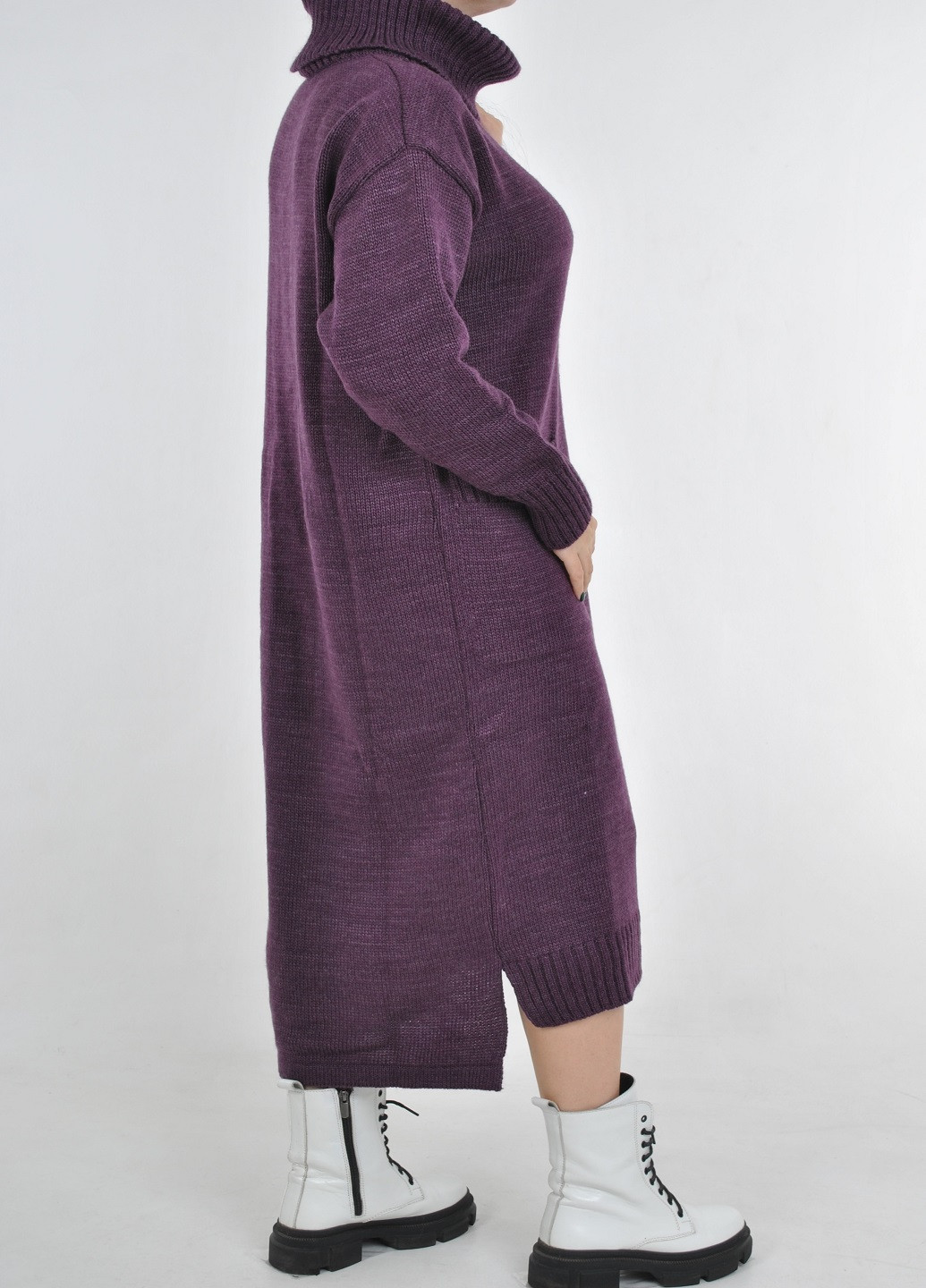 Фиолетовое кэжуал вязаное макси платье Fashion Club однотонное